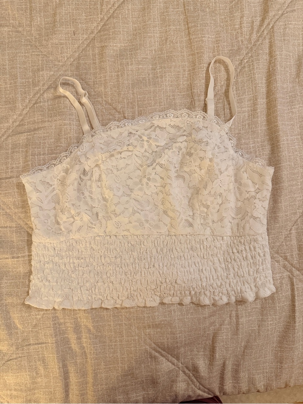 torrid White Floral Lace Smocked Cami